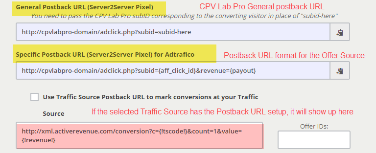 V5.0 Postback URL section