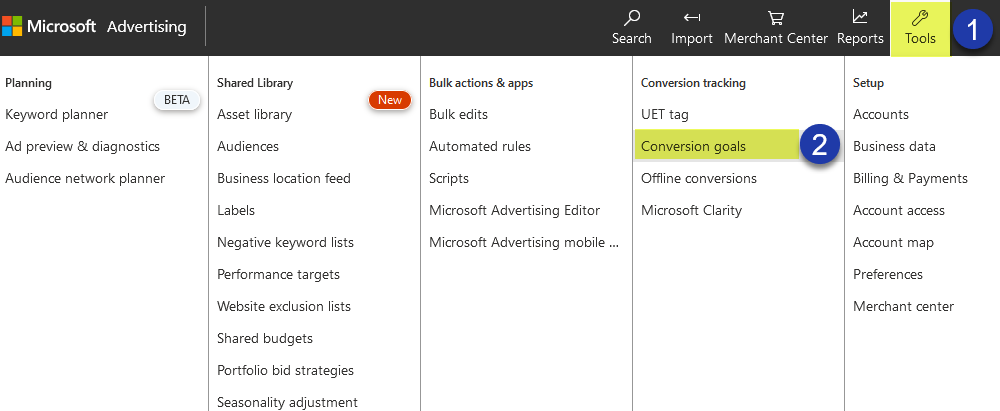 Microsoft (Bing) Ads add new conversion