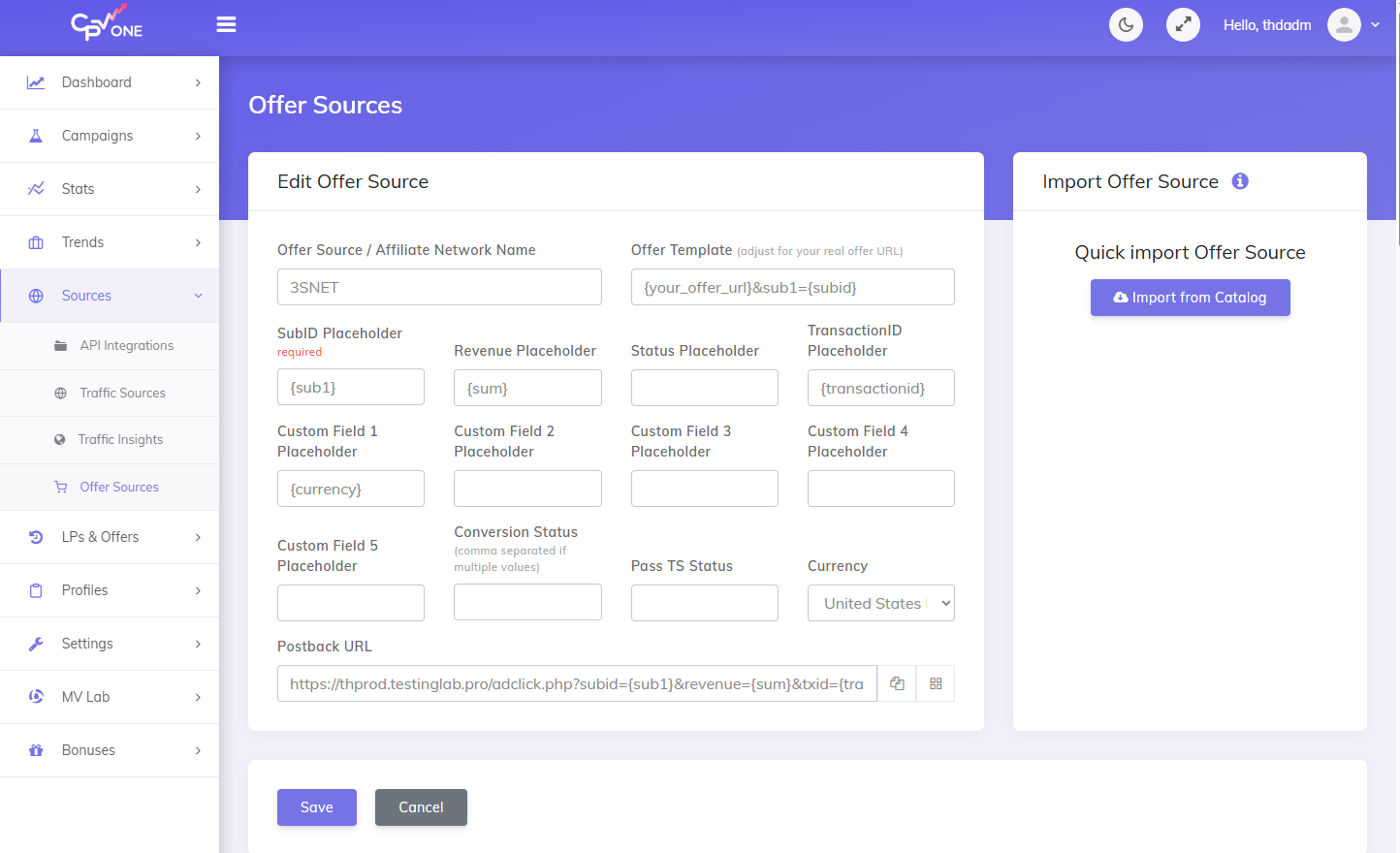 Add 3SNET Offer Source
