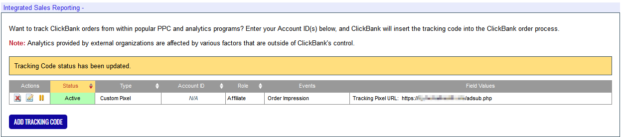 Clickbank activate order form pixel tracking