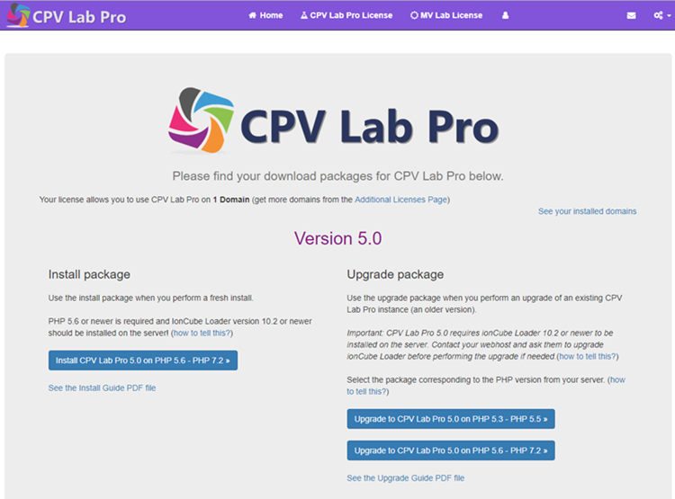 User Area CPV Lab Pro