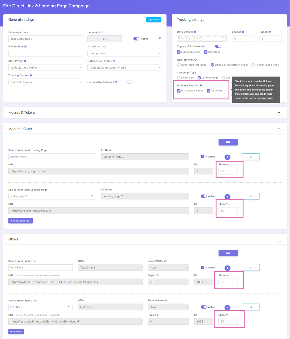 AI Smart Rotations campaign setup