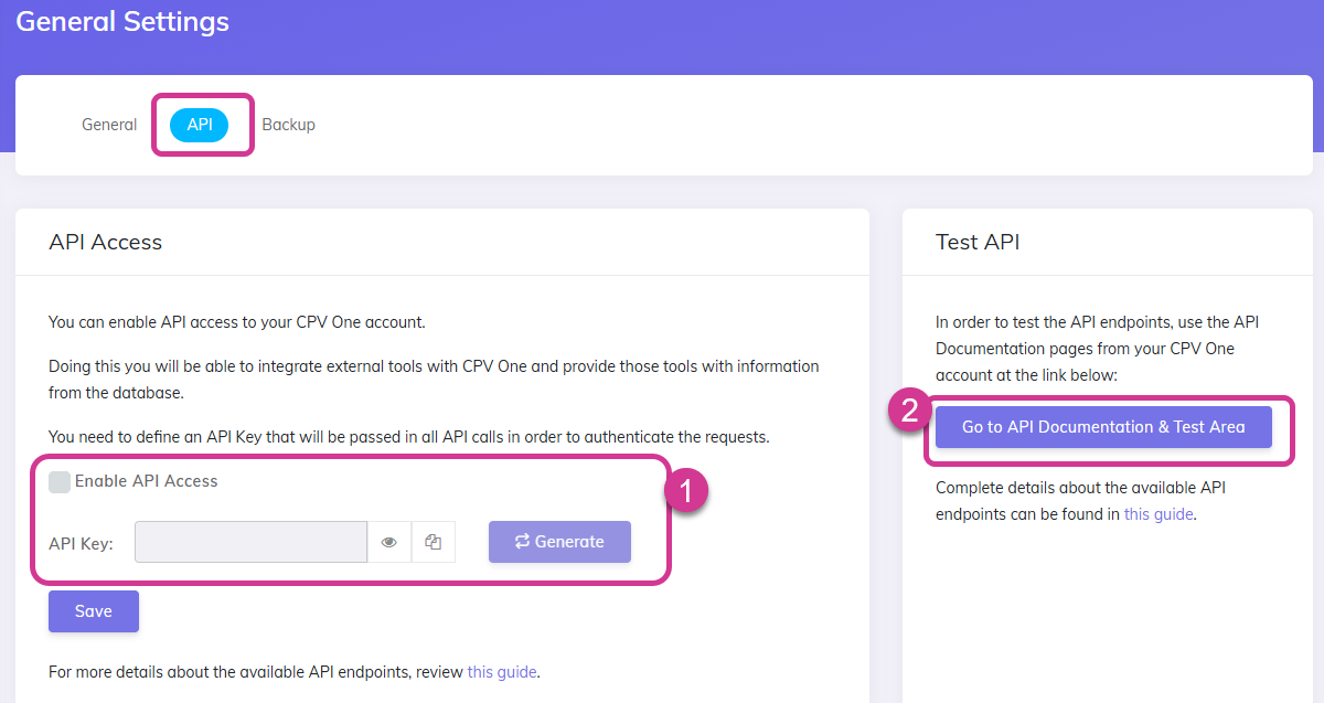 CPV API testing from your dashboard