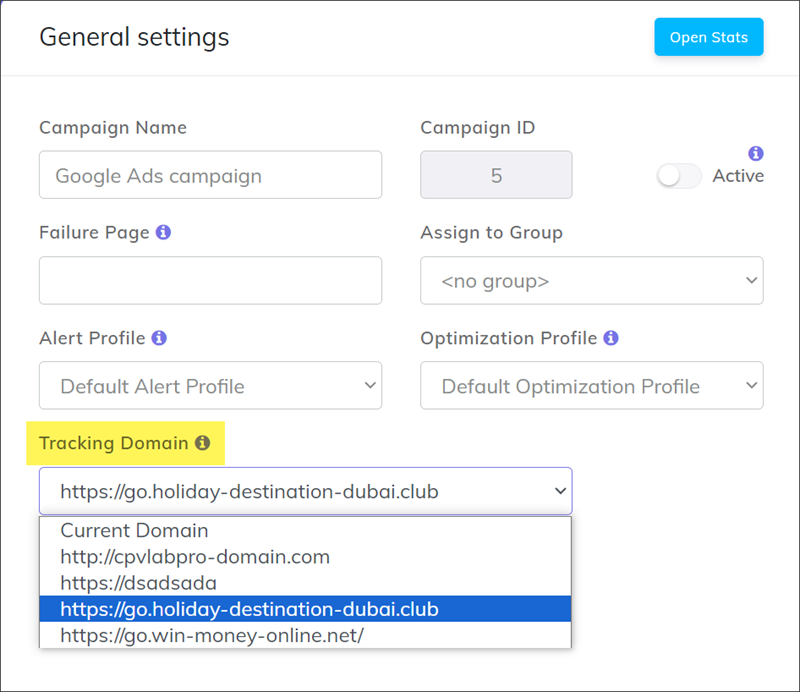 Use custom tracking domain for campaign tracking