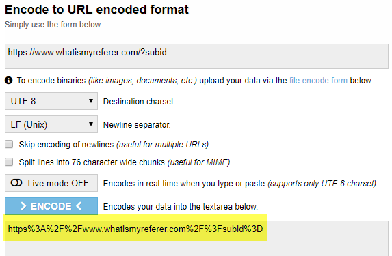Encode offer URL