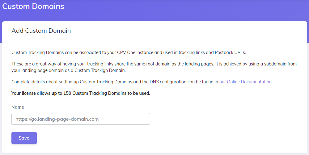 Custom tracking domain