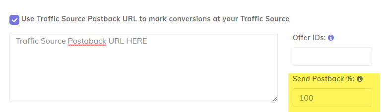 Pass part of conversions to Traffic Source