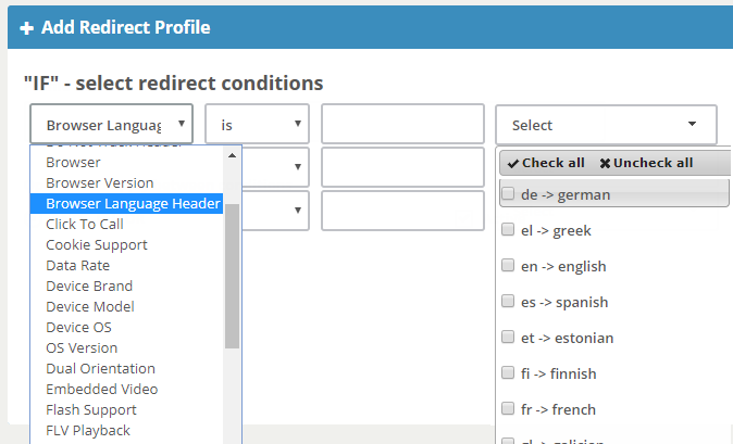 Redirect profile new condition