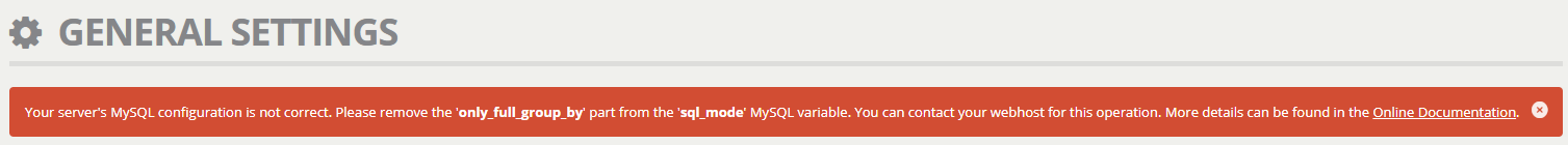 Settings error SQL