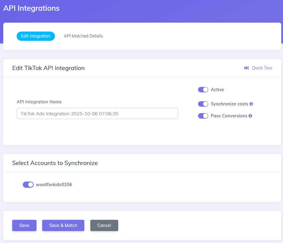 TikTok Ads API integration setup