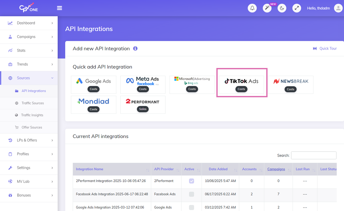 TikTok Ads API cost syncronization