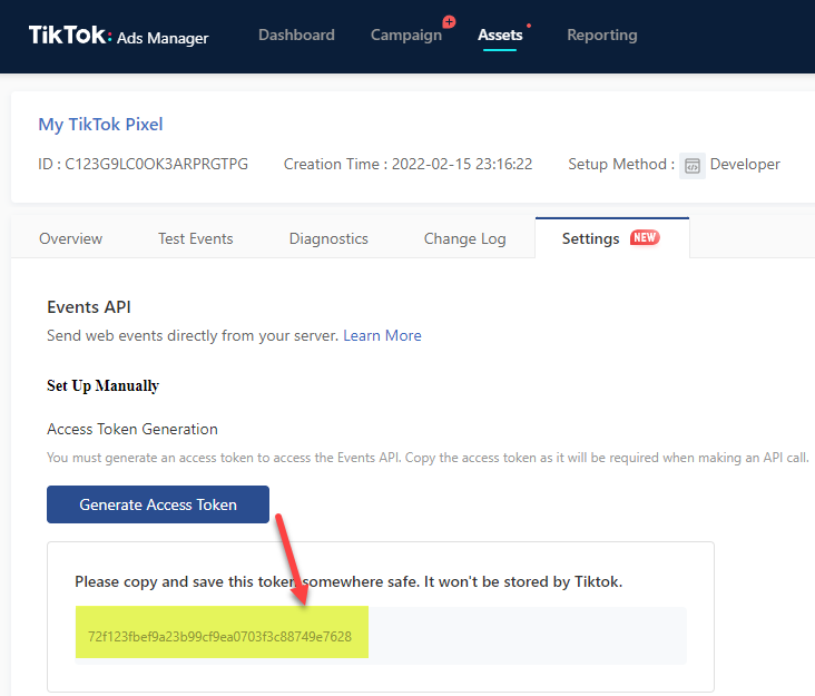  TikTok API access token