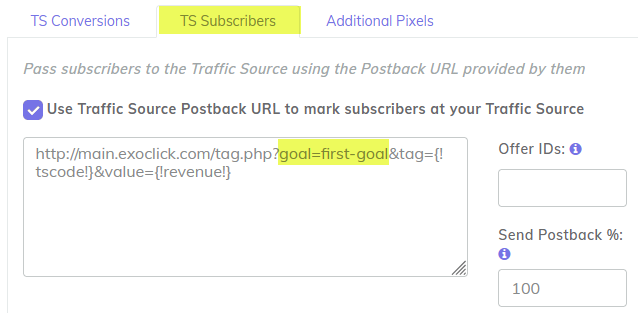 Pass subscribers to the traffic source postback URL in CPV Lab | CPV One