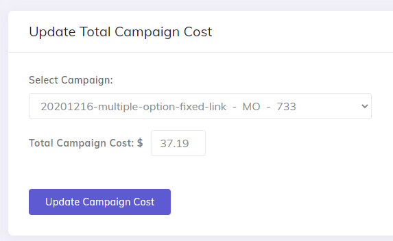 Upload Total campaign cost